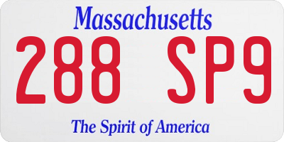 MA license plate 288SP9