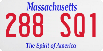 MA license plate 288SQ1