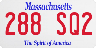 MA license plate 288SQ2