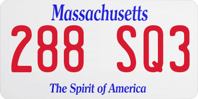 MA license plate 288SQ3