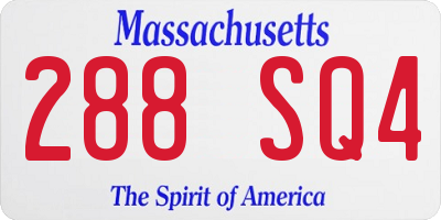 MA license plate 288SQ4