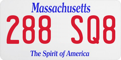 MA license plate 288SQ8