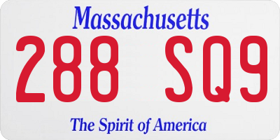MA license plate 288SQ9