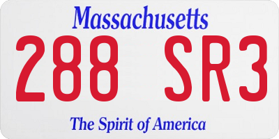 MA license plate 288SR3
