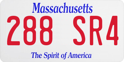 MA license plate 288SR4