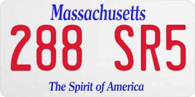 MA license plate 288SR5