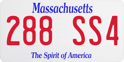 MA license plate 288SS4