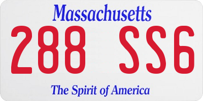 MA license plate 288SS6