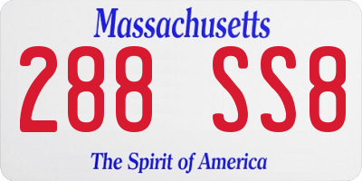 MA license plate 288SS8