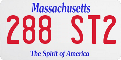 MA license plate 288ST2
