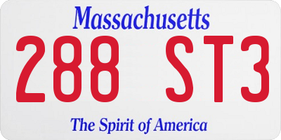 MA license plate 288ST3