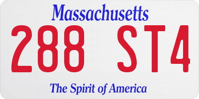 MA license plate 288ST4