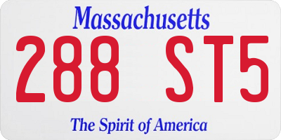 MA license plate 288ST5