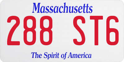 MA license plate 288ST6