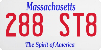 MA license plate 288ST8