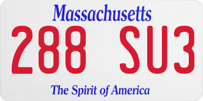 MA license plate 288SU3