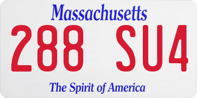 MA license plate 288SU4