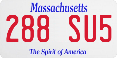 MA license plate 288SU5