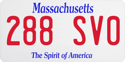 MA license plate 288SV0