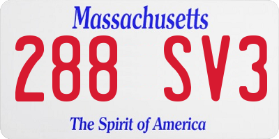 MA license plate 288SV3