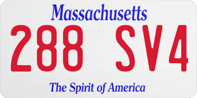 MA license plate 288SV4