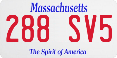 MA license plate 288SV5