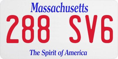 MA license plate 288SV6