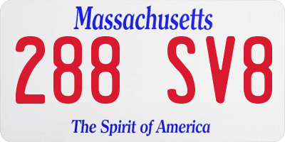 MA license plate 288SV8