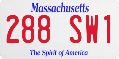MA license plate 288SW1