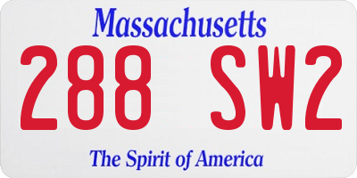 MA license plate 288SW2