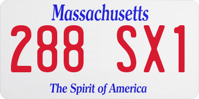 MA license plate 288SX1
