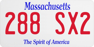 MA license plate 288SX2