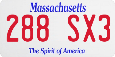 MA license plate 288SX3
