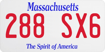 MA license plate 288SX6