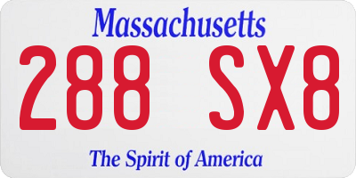 MA license plate 288SX8