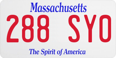 MA license plate 288SY0
