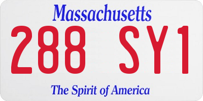 MA license plate 288SY1