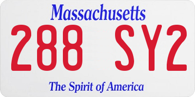 MA license plate 288SY2
