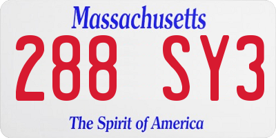 MA license plate 288SY3