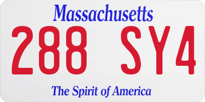 MA license plate 288SY4