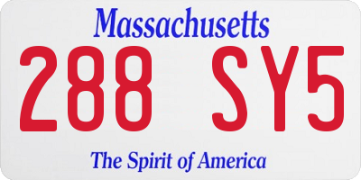 MA license plate 288SY5