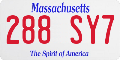 MA license plate 288SY7