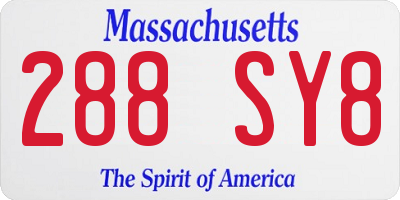 MA license plate 288SY8