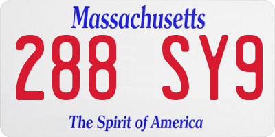MA license plate 288SY9