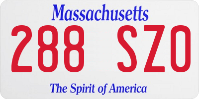 MA license plate 288SZ0