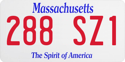 MA license plate 288SZ1