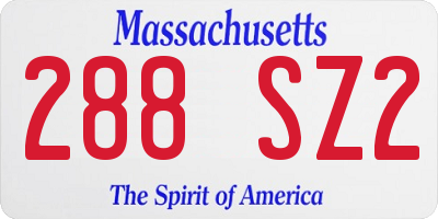MA license plate 288SZ2