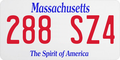 MA license plate 288SZ4