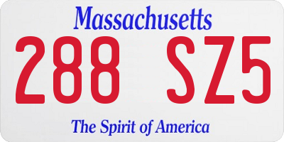 MA license plate 288SZ5