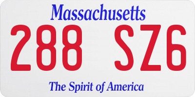 MA license plate 288SZ6